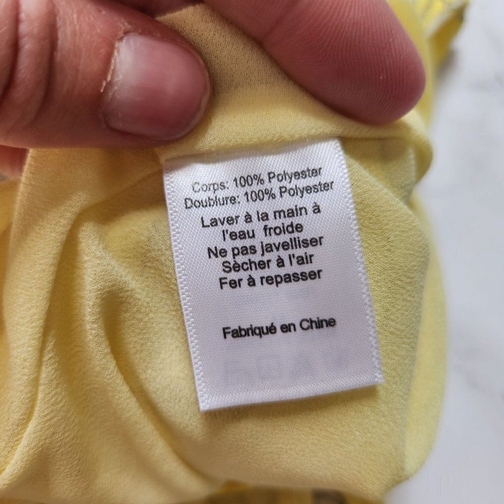 Lush Lemonade Yellow Floral Chiffon Sleeveless Romper Women's M - Picture 8 of 9